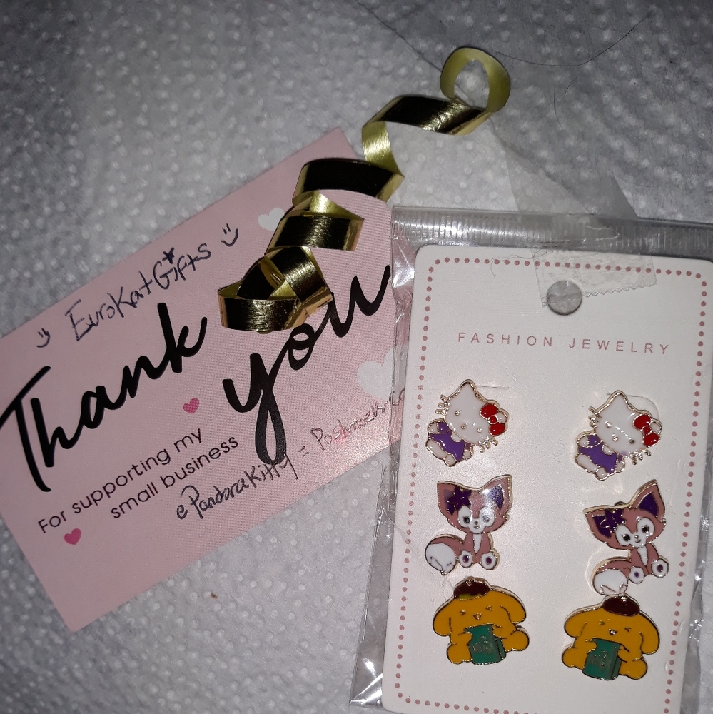 HELLO KITTY n Friends Earrings 3 Sets stud Sanrio Kawaii Cute Japanese Anime NEW